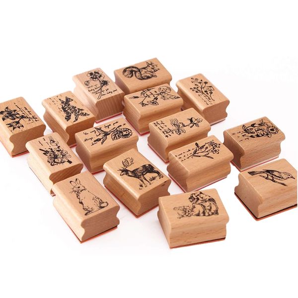 

Forest World Cute DIY Wooden Rubber Stamps Diary Scrapbooking Stamps Set