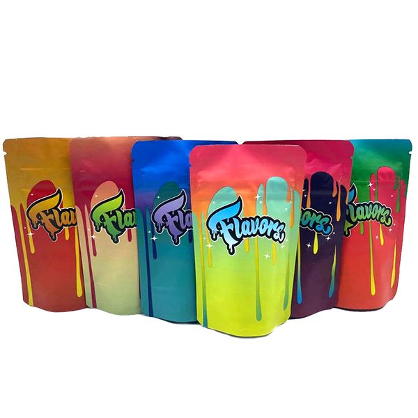 

flavors flower mylar packaging bags 3.5g matte child proof zipper stand up pouch plastic bag