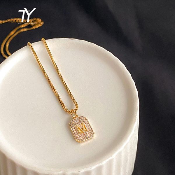 

pendant necklaces 2021 m letter square necklace for woman korean fashion jewelry party girl's luxury clavicle chain exquisite gift, Silver