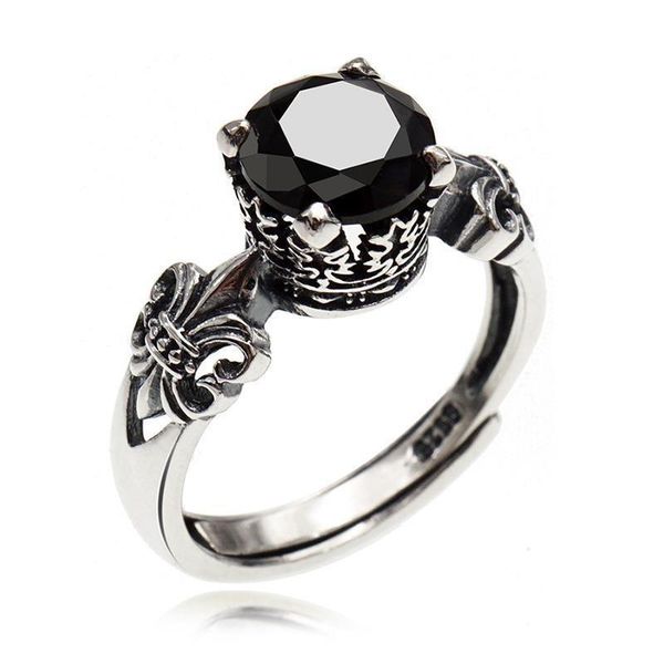 

original designer style diamond opening male and female couple ring domineering retro craft luxury cross brand silver jewelry cluster rings, Golden;silver