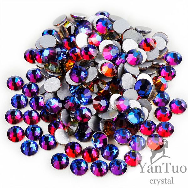 

bling wholesale pujiang crystal blue volcano non fix rhinestone glass flat back for glasses, Black