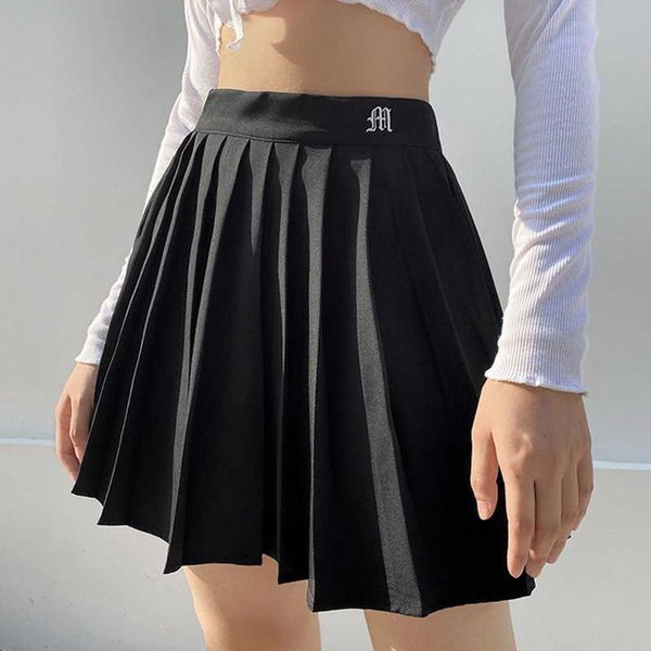 Женщины с высокой талией плиссированные юбка сладкие милые девушки танец мини юбка косплей черный белый юбка женские мини-юбки короткие сделки 210708
