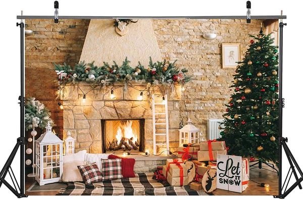 Decorazione per feste Camino di Natale Tema Sfondo Forniture Banner Studio Stand Puntelli Albero Ornamenti regalo