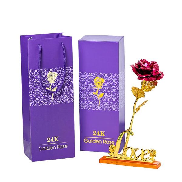 

decorative flowers & wreaths artificial flower rose valentine's day 24k gold forever simulation bouquet wedding decoration