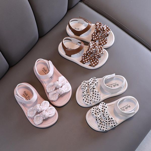 

sandals summer girls casual bowknot princess soft sole beach shoes children's, Black;red