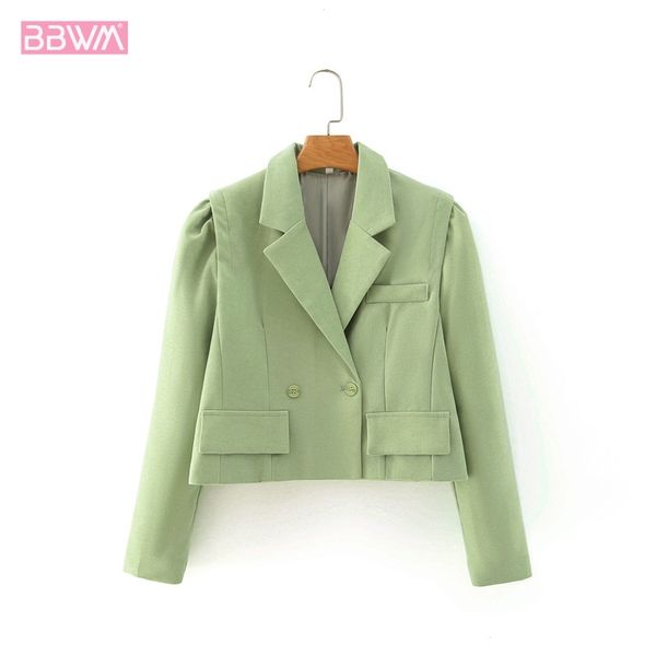 

korean style lapel long sleeve short casual jealous female coat harajuku college style loose pocket chic women's jacket 210507, Black;brown