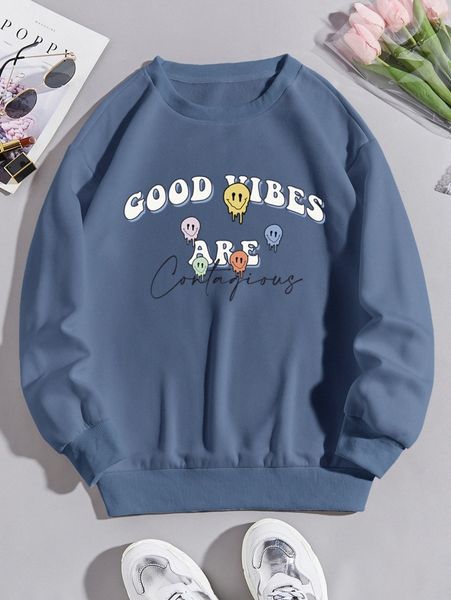 

cartoon & letter graphic thermal pullover 36im#, White;black