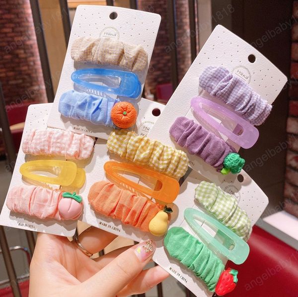 

3pcs/set lovely cartoon girls barrettes cute animal child hairpins fabric folds hair clips hair accessories ornament suit, Slivery;white