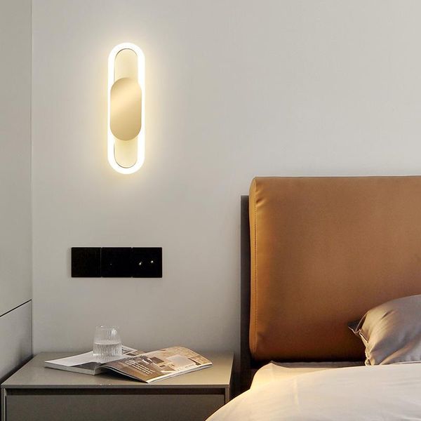 

wall lamp nordic led bedroom bedside lighting fixture gold sconce simple modern luxury long living room background decor light