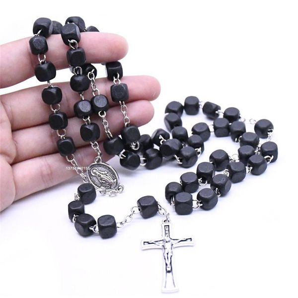 

pendant necklaces 4 styles fashion malachite alloy catholic christian religious jewelry jesus cross prayer necklace women and man gifts, Silver
