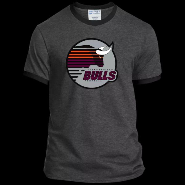 

Jacksonville Bulls USFL Football - PC54R Port & Co. Ringer Tee, White;black