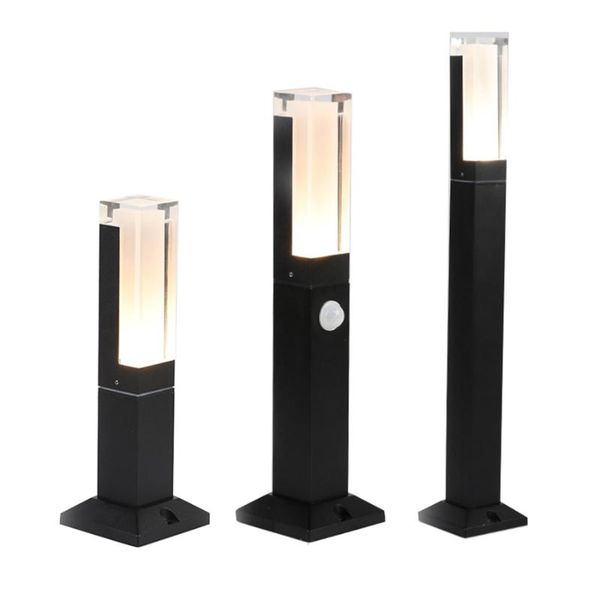 

thrisdar waterproof acrylic motion sensor pathway post lamp smart aluminum courtyard villa landscape lawn bollards light lamps