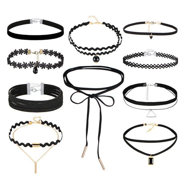 

gothic simple jewelry choker necklace combination set lace necklace, Silver