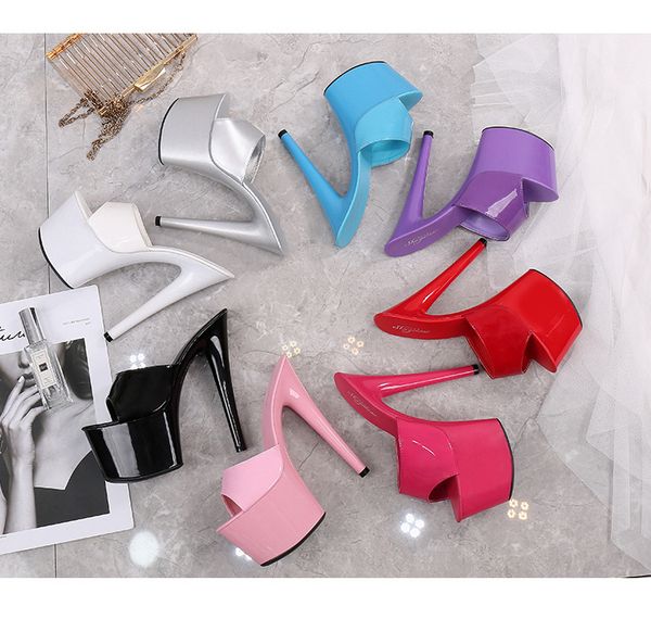 

hokszvy 2020 new patent leather fish toe special high heels fine black platform heels sandals female summer cxv3242