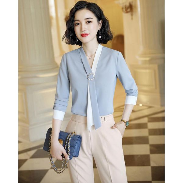 

autumn elegant solid white female blouse long sleeve office lady shirt formal plus size clothing for women women's blouses & shirts