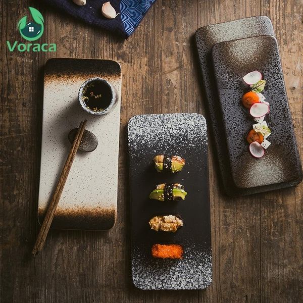 

dishes & plates 10'' ceramic japanese sushi plate creative rectangular retro pastries flat dish for home restaurant tableware set