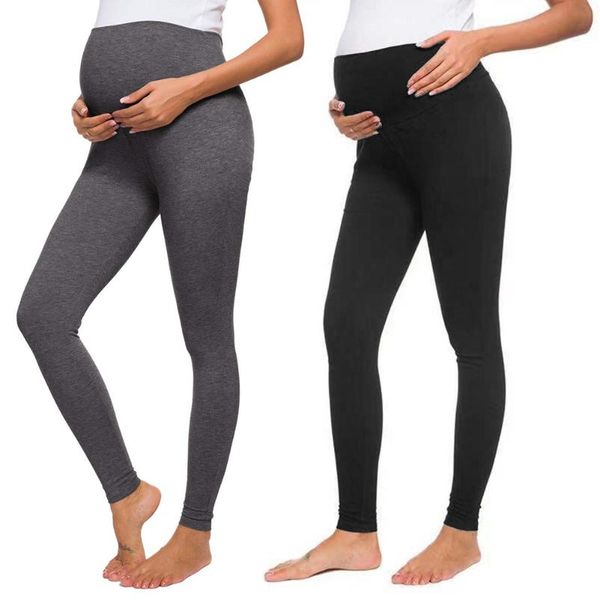 

pregnant women solid trousers maternity cotton high waist stretchy pants female leisure slim skinny leggings black/grey bottoms, White