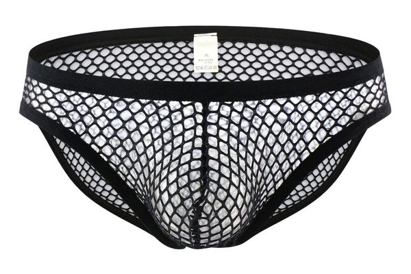 

men's briefs breathable loose ultra-thin mesh summer transparent youth underpants, Black;white