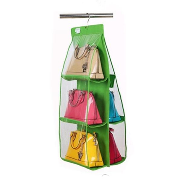 

storage bags 6 pocket useful wardrobe closet hanger hanging handbag purse bag tidy organiser