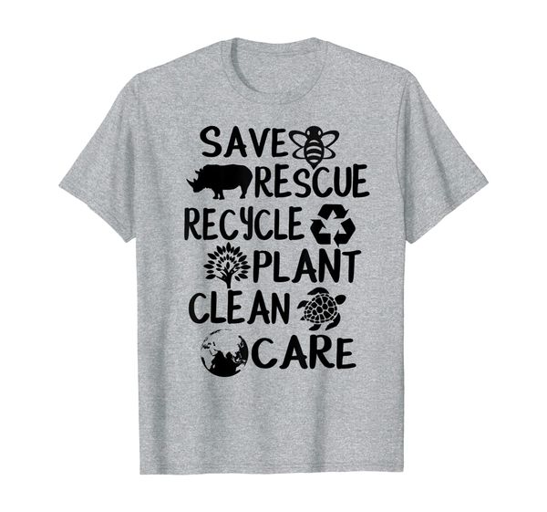 

save bees rescue animals recycle plastic t shirt earth day, White;black