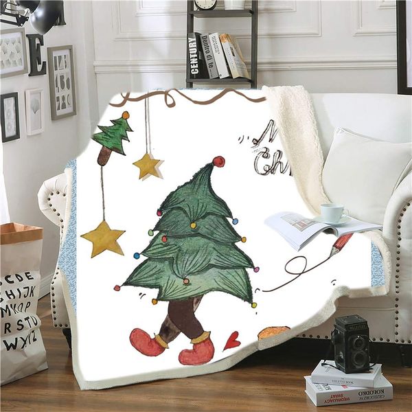

Christmas Throw Blanket, 3D Printed Cartoon Christmas Tree Blanket Warm Throw Blankets for Kids Adults Super Soft Throw Blankets