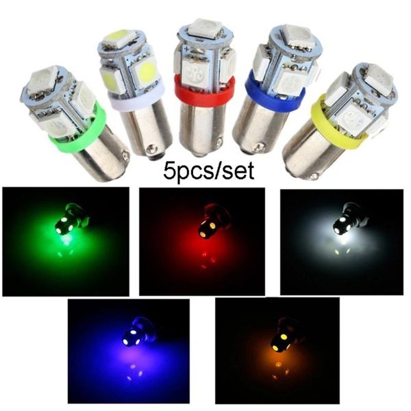 

car headlights 5pcs/set marker lamps ba9s t4w smd 5 led tower 96 lumen wedge light bulb dc12v