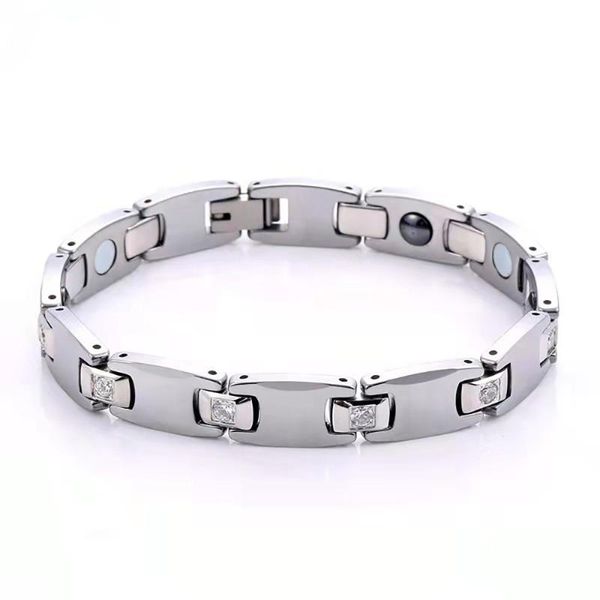 

link, chain 2021 luxury cubic zirconia tungsten carbide bracelet for men and women fashion party anniversary jewelry men's bracelets, Black
