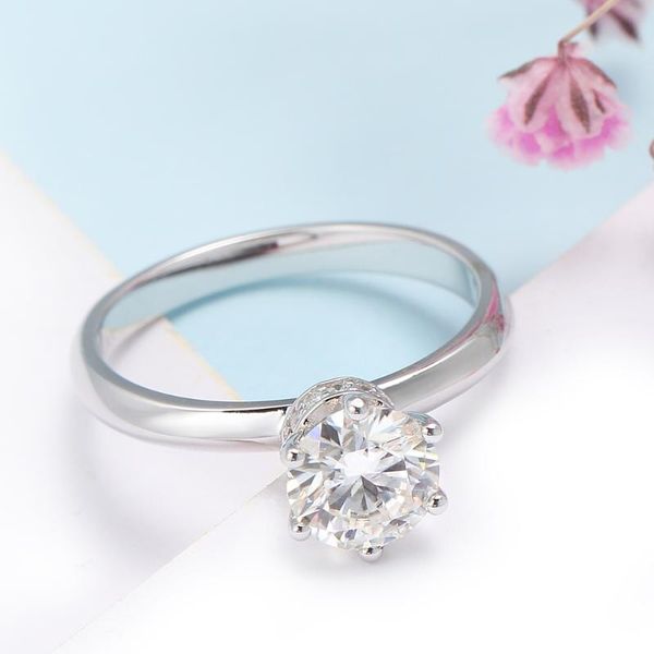

cluster rings veryins gra certificated 100% sterling silver s925 6 prong 1ct moissaniteengagement ring for women wedding gift anniversary, Golden;silver