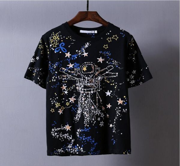 

women's t-shirt high novelty 19 star universe space t shirts hip hop skateboard street parkour cotton t-shirts tee kenye #a60, White