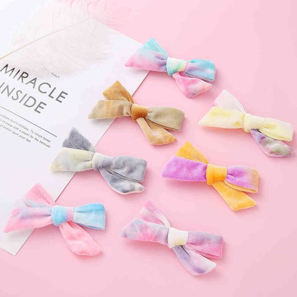 

36pc/lot 2020 4" rainbow color smooth tie dye velvet handtied bows nylon headband or clips for girls kids hair accessories, Pink