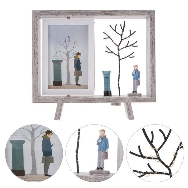 

1pc creative rotating po frame wood picture deskholder decor other home
