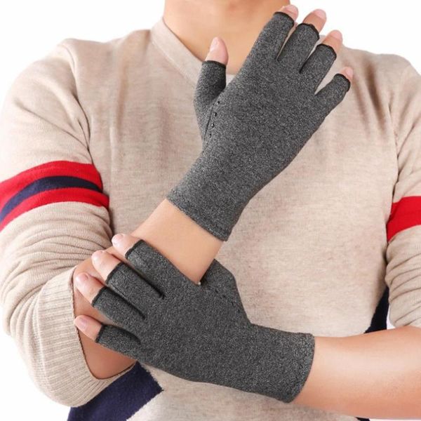 

elbow & knee pads fitness gloves arthritis cotton therapy compression circulation grip hand joint pain relief, Black;gray