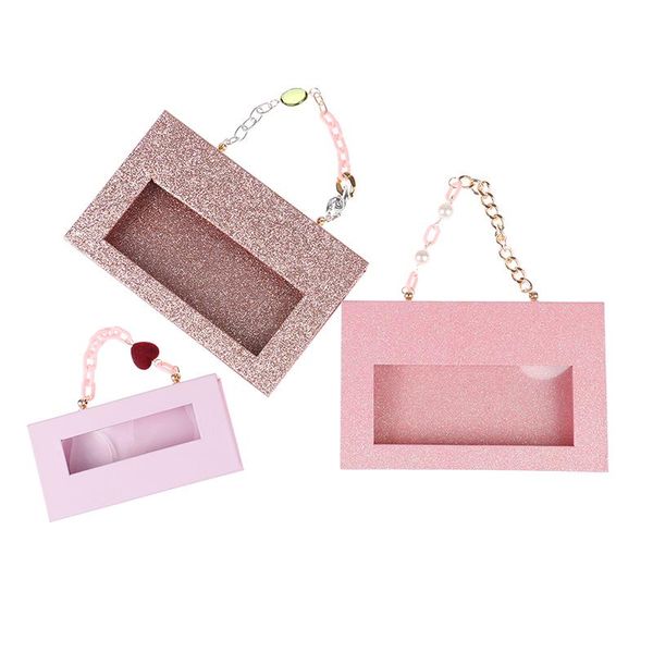 

false eyelashes 3d chain eyelash box glittering mink case packaging makeup with