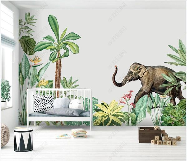 Пользовательские фото обои 3d фрески Обои красивая европейская ручная роспись маленький свежий тропический завод животных фон росписи стена бумаги домашнее декор
