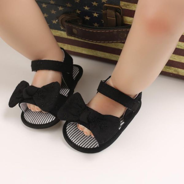 

first walkers fashion born infant baby girls summer solid colors bowknot sandals breathable prewalker anti-slip soft walker shoes#p4