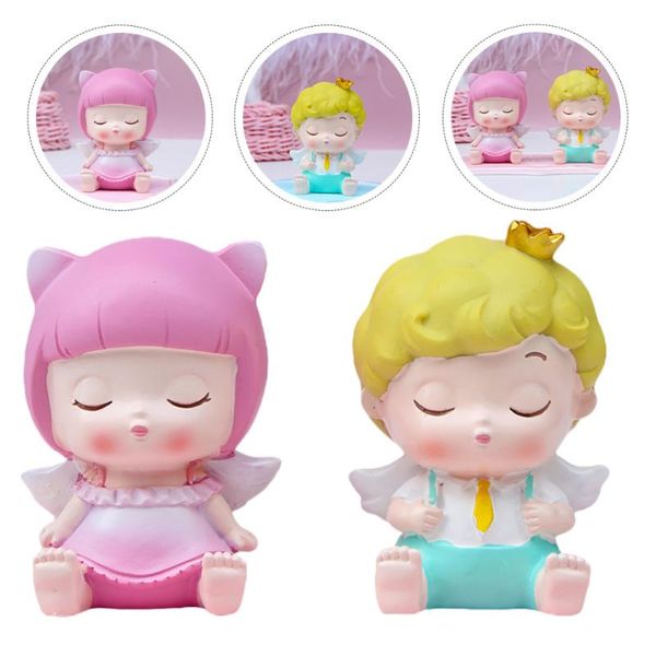 

2pcs baby doll cake ornament funny adornment chic figurine novelty items