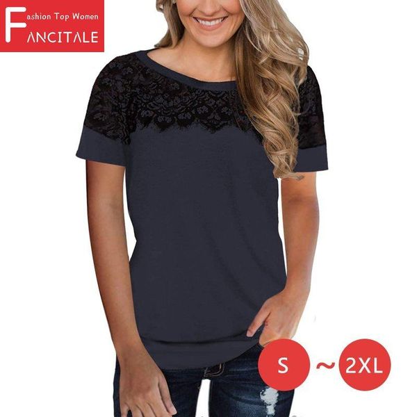 

fashion lace patchwork 2021 summer women t-shirts short-sleeve o-neck casual ladies young style streetwear women's t-shirt, White