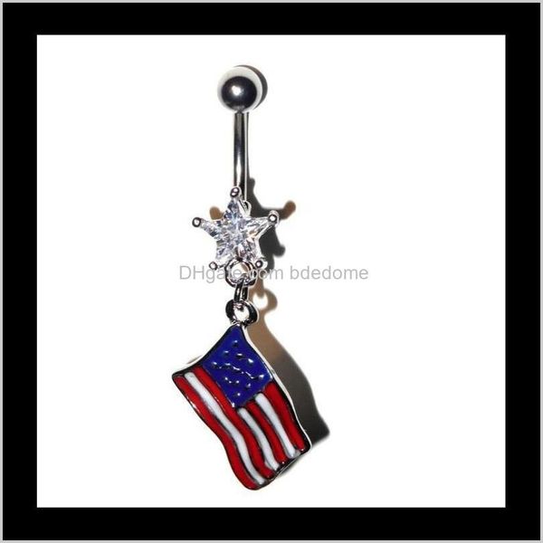 

& bell drop delivery 2021 body piercing belly button fashion national flag navel pendant rings umbilical nail jewelry for women lady girls w, Silver