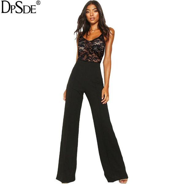 

women's jumpsuits & rompers dpsde strapless show thin party long jumpsuit print lace bodycon women 2021 autumn streetwear outfits, Black;white