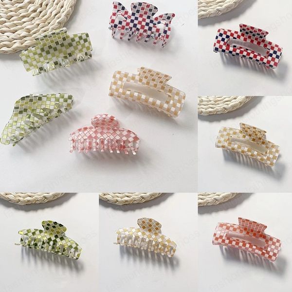 

elegant plaid grab clip large acetate hair clip claws women girl hair accessories hair style make fashion geometric, Slivery;white
