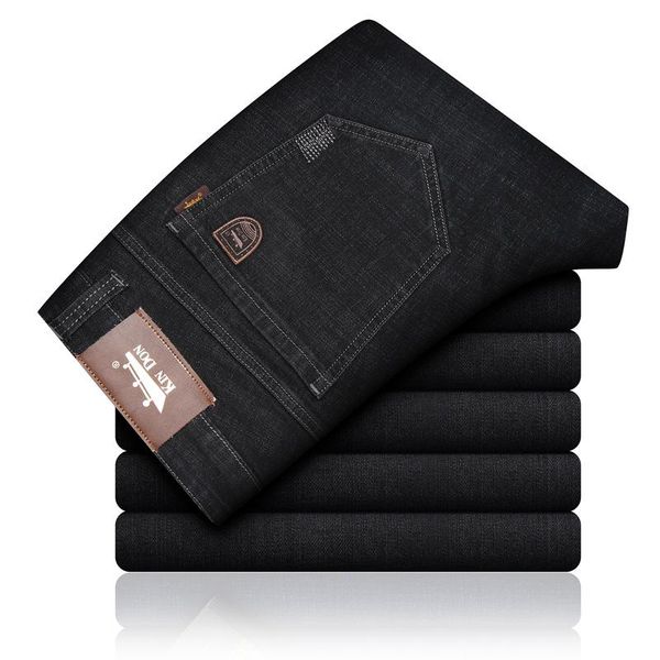 

men's jeans ajoc jd men's 2021 autumn winter thick straight loose elastic high-end casual trousers pants, Blue