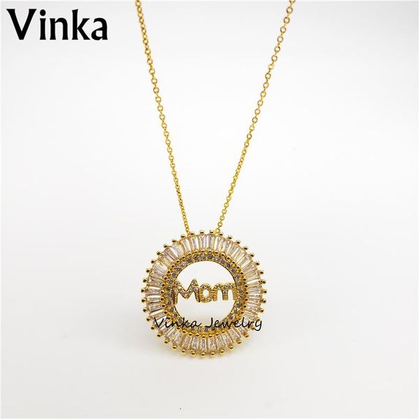 

pendant necklaces 5pieces 2021 cz round mom necklace link chain jewelry gift wholesale, Silver