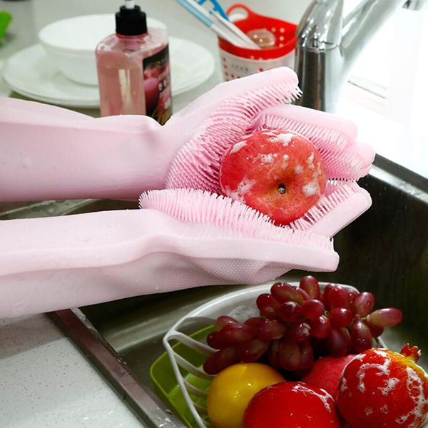 

disposable gloves 1 pair silicone dish washing household scrubber kitchen cleaning gadgets clean tool scrub