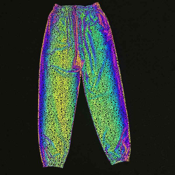 

pants fashionable the autumn and winter colorful random pattern reflective hip hop luminous casual 22, Black