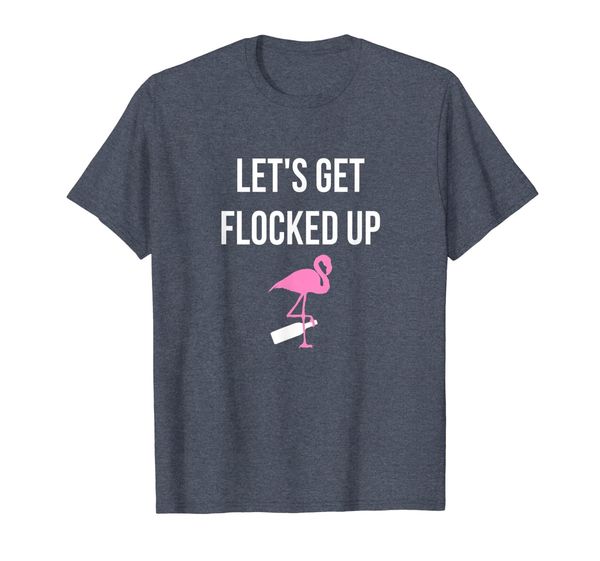 

let's get flocked up funny flamingo wine t-shirt, White;black