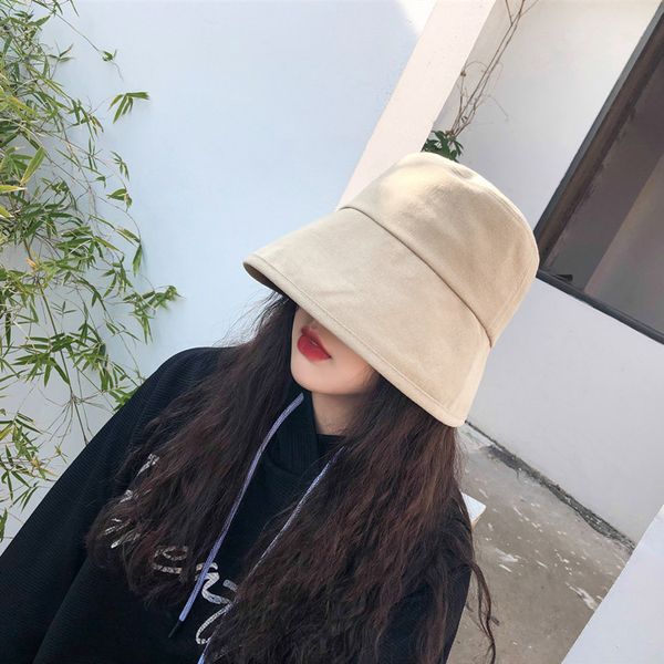 

small crowd net red solid color bucket hat lampshade fisherman's straight tube basin versatile men's and women's sunshade hat, Blue;gray