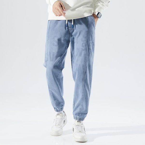 

men's jeans 2021 bunch spring and summer solid color simple versatile loose denim casual pants male trend student, Blue