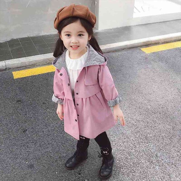 

fashion spring autumn girls hooded jacket childrens clothing girl trench coat kid jacket females parka trench wind dust clothes, Blue;gray