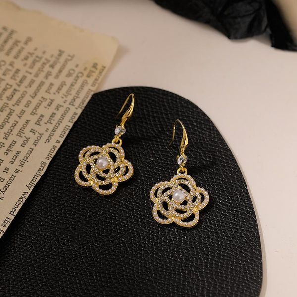

dangle & chandelier juorest trendy flower earrings elegant party women transparent pearl drop punk cute summer wedding crystal, Silver