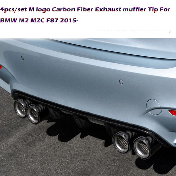

4pcs/set 90mm length m logo carbon fiber exhaust muffler tip for bmw m2 m2c f87